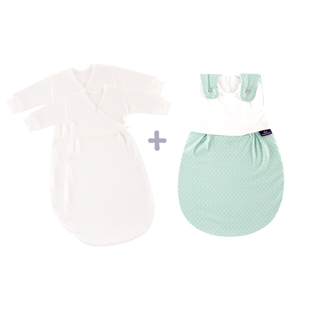 LIEBMICH sleeping bag set in the design little dots mint with 2 inner sleeping bags