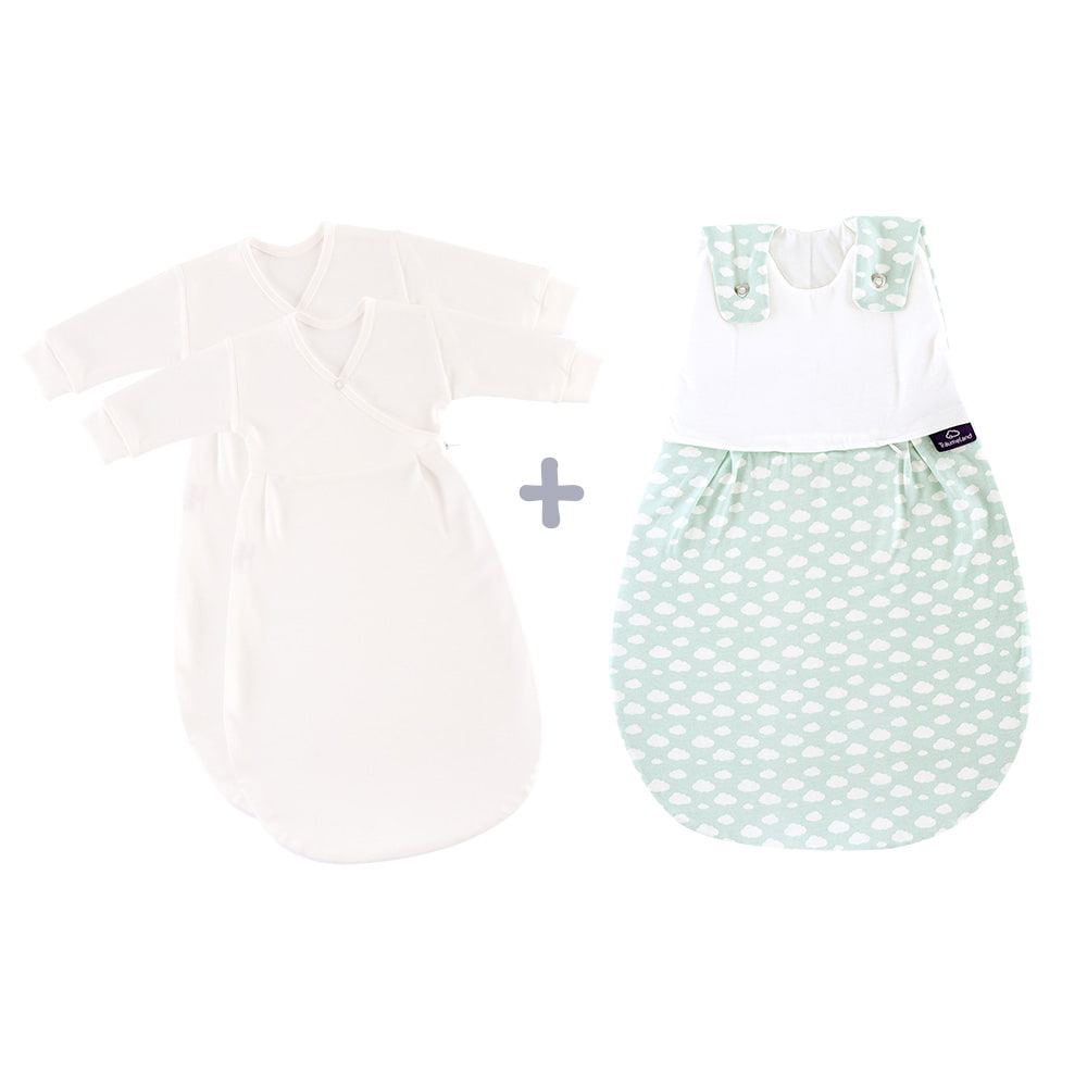 LIEBMICH sleeping bag set in the design clouds mint with 2 inner sleeping bags