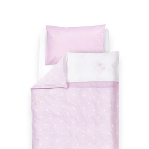 Bettwäsche im Design Krone rosa Bettdecke aufgeklappt