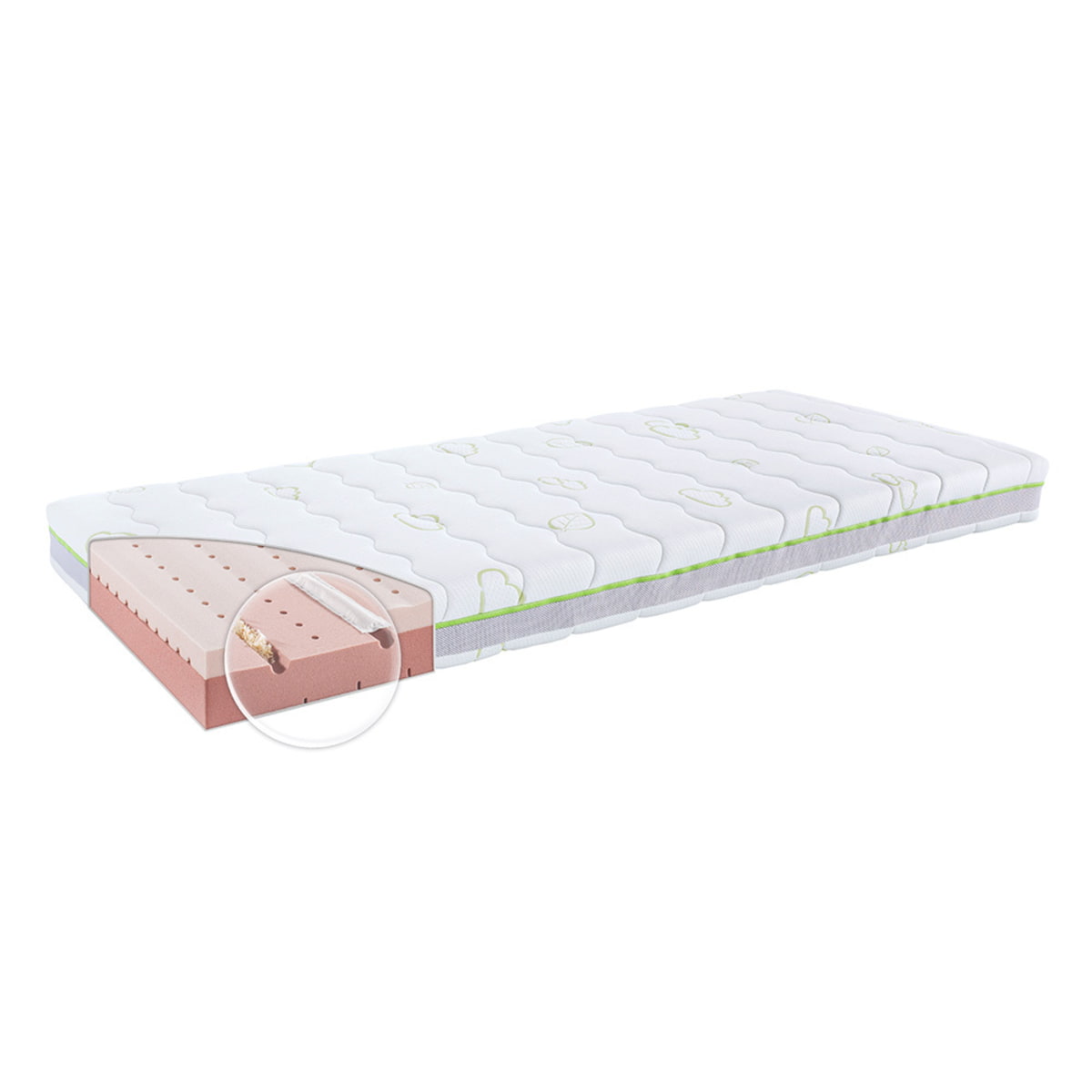 Youth Mattress Green Air with swiss stone pine chippings and emc® verde foam