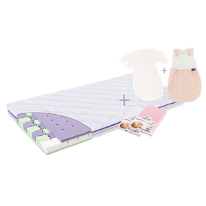 Willkommenspaket für Mädchen mit Butterfly Premium Babymatratze Schlafsack und Spannbetttücher Jersey weiß und rosa