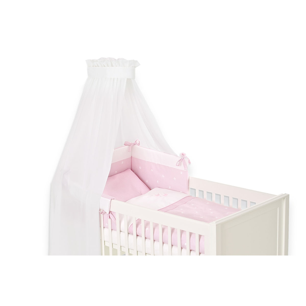 3-piece set consisting of bedding, bumper and drape in the design crown rose