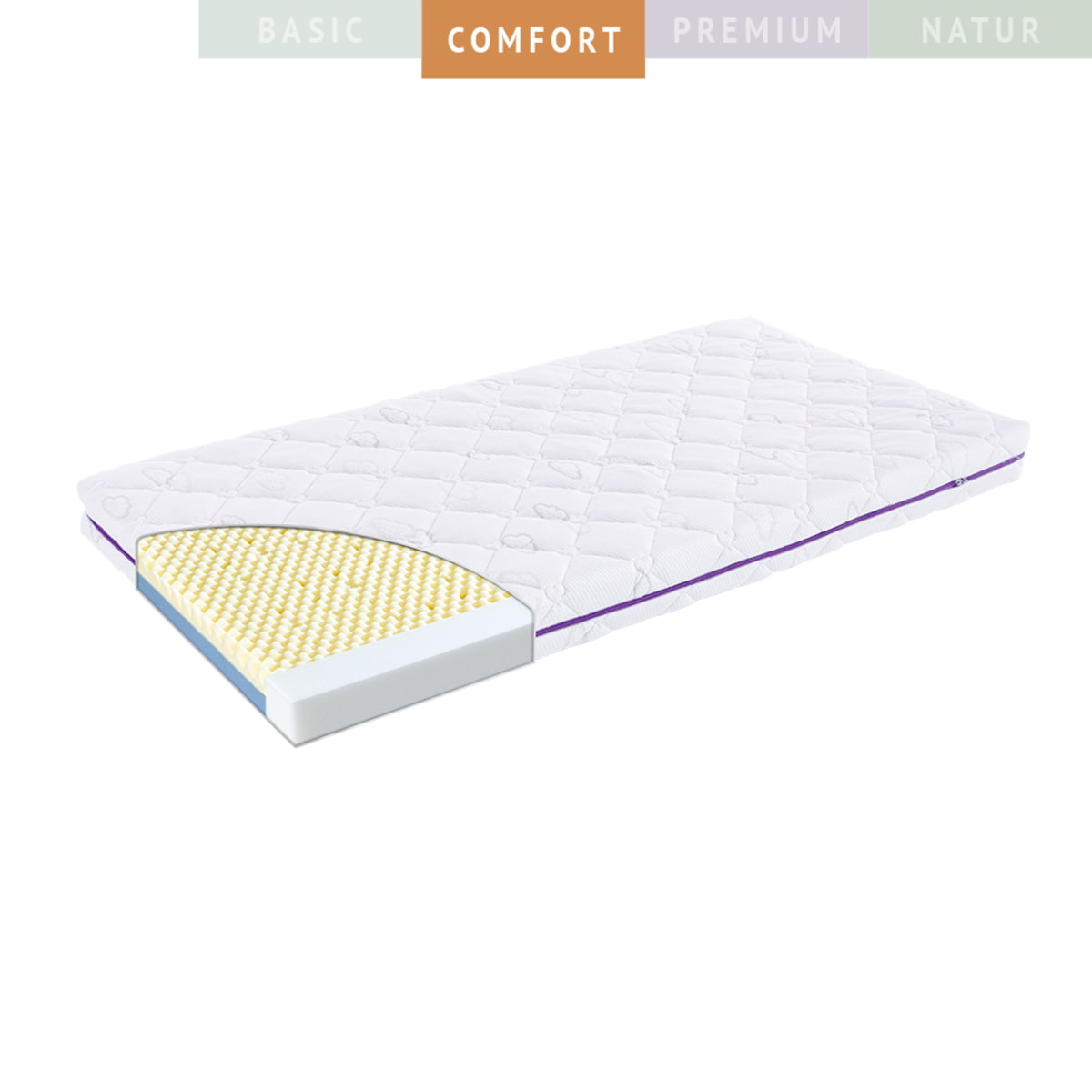 Babymattress Comfort Sunset with nubbed structure in the cold foam core