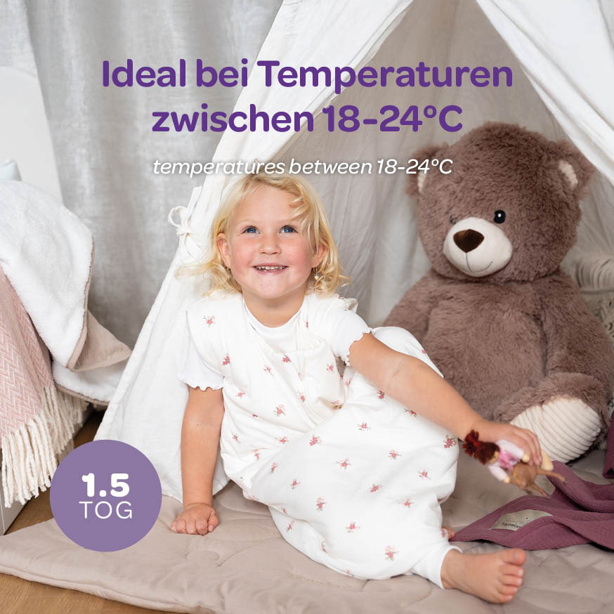 Schlafsack mit Fen 1.5 TOG | mit Blumen Design