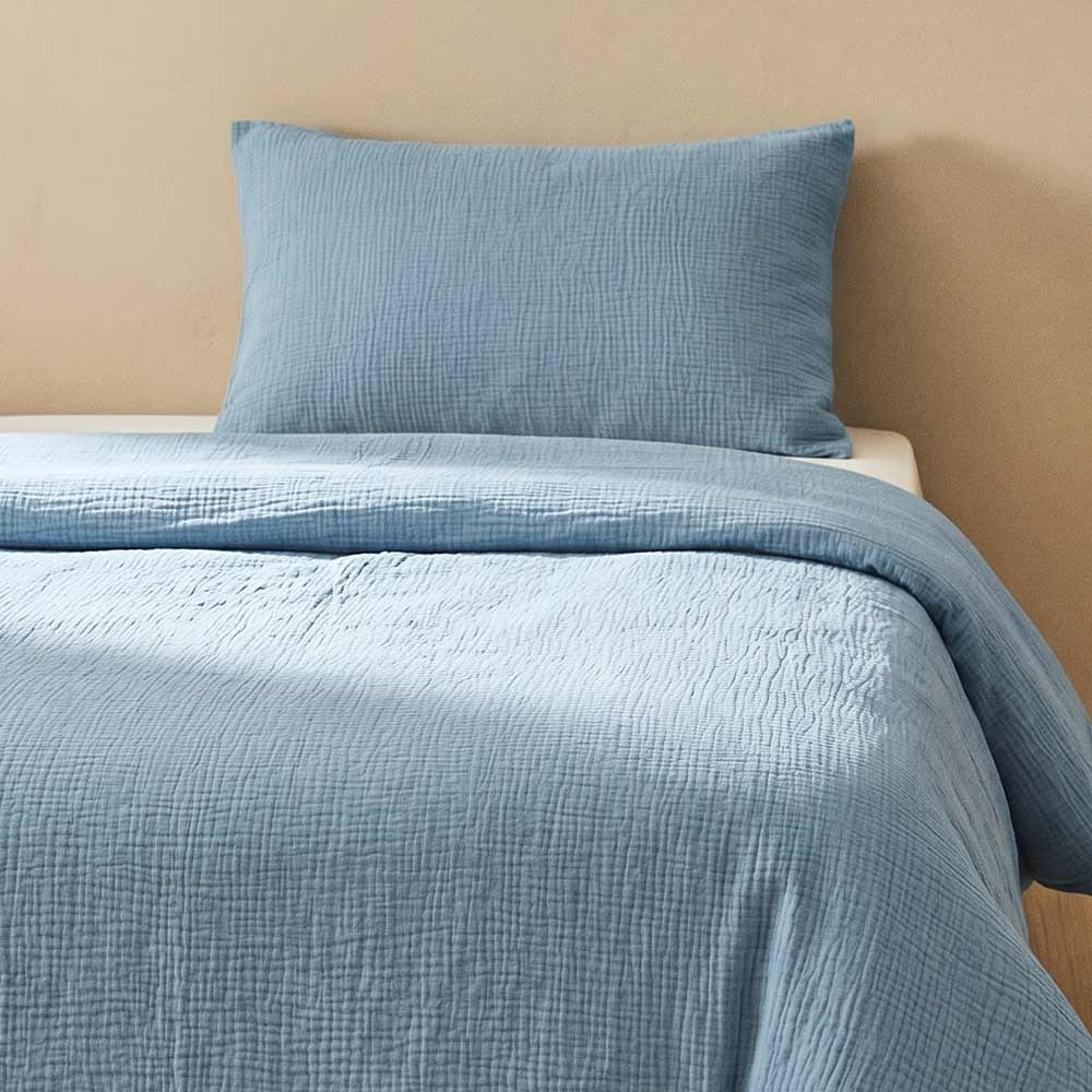 Cotton Muslin Bedding light blue