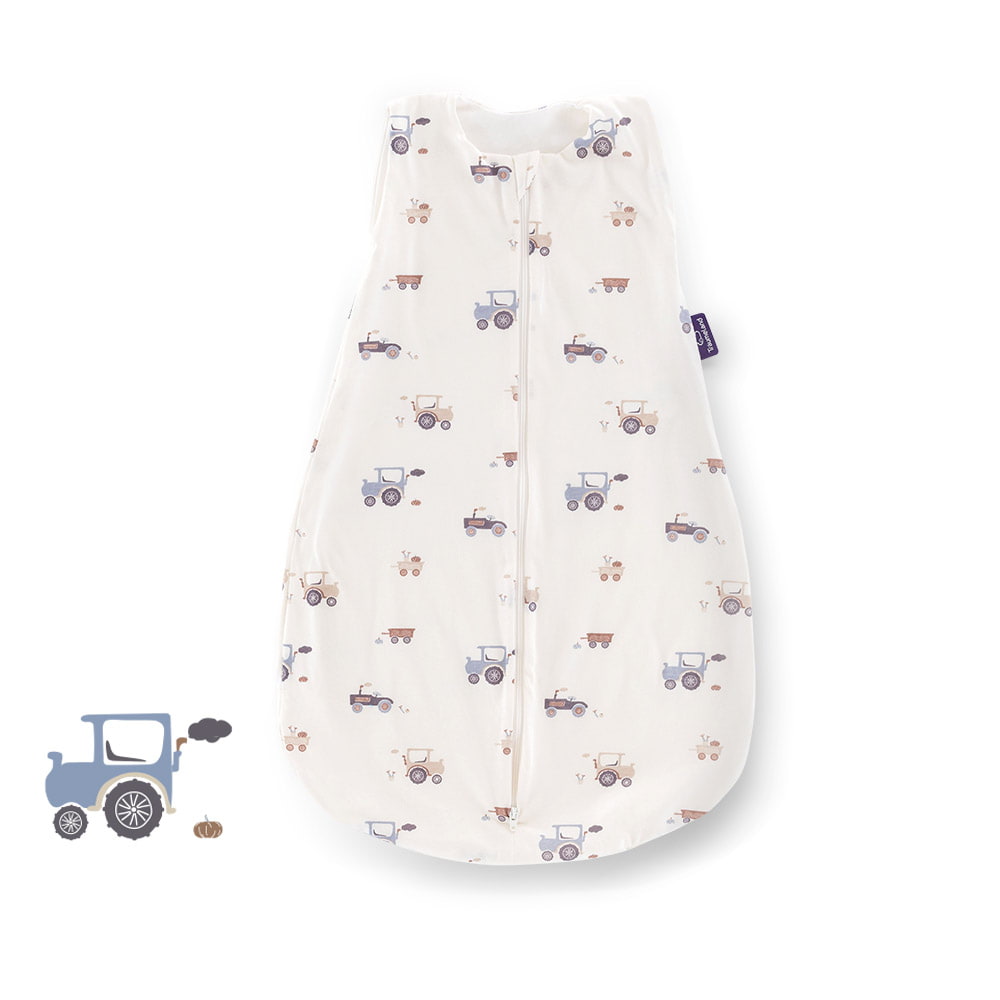 Summer sleeping bag cotton jersey Little Farm blue