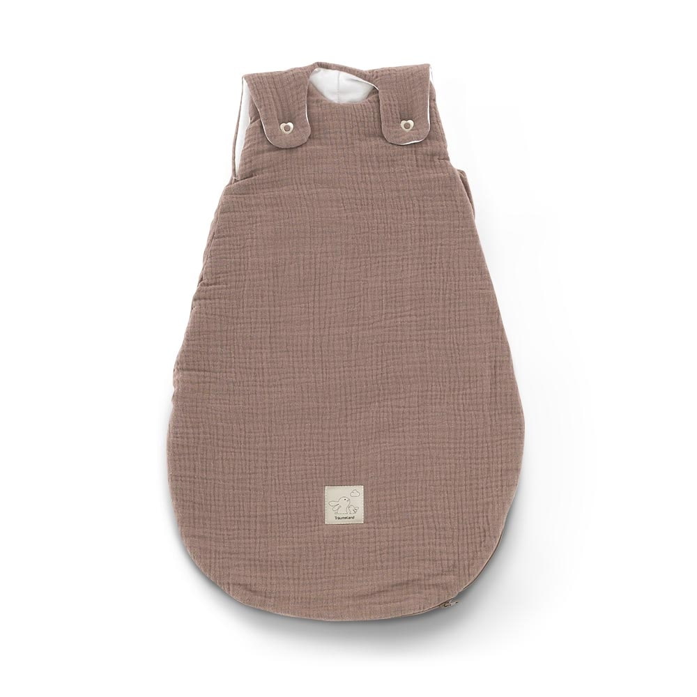 Ganzjahres-Schlafsack Baumwoll-Musselin kastanie