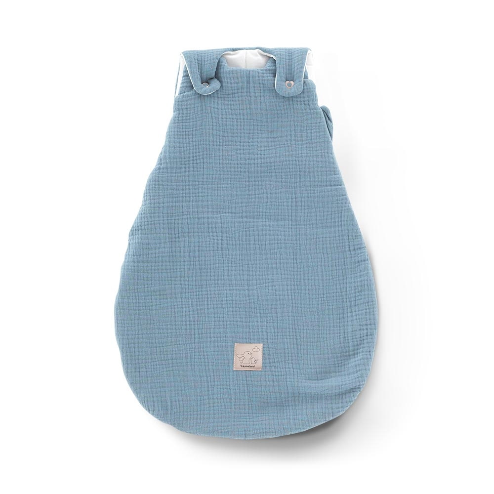Ganzjahres-Schlafsack Baumwoll-Musselin hellblau