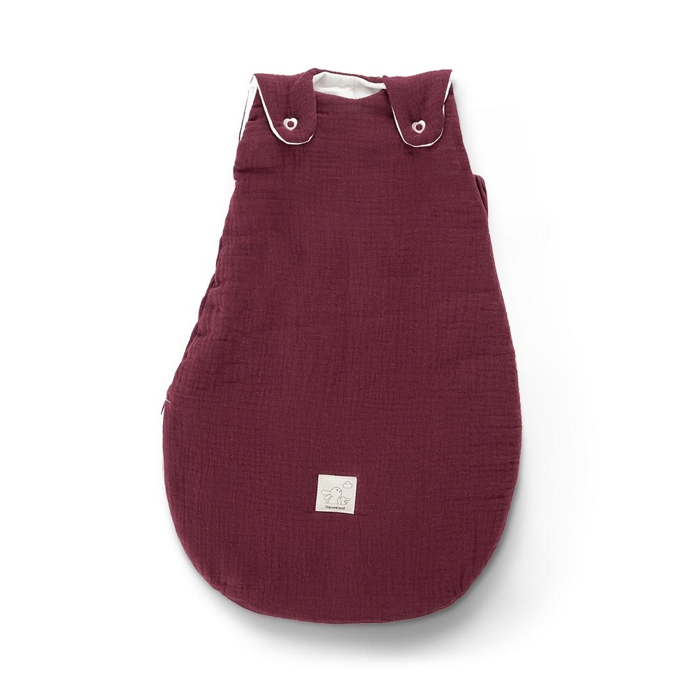 Ganzjahres-Schlafsack Baumwoll-Musselin beerenrot