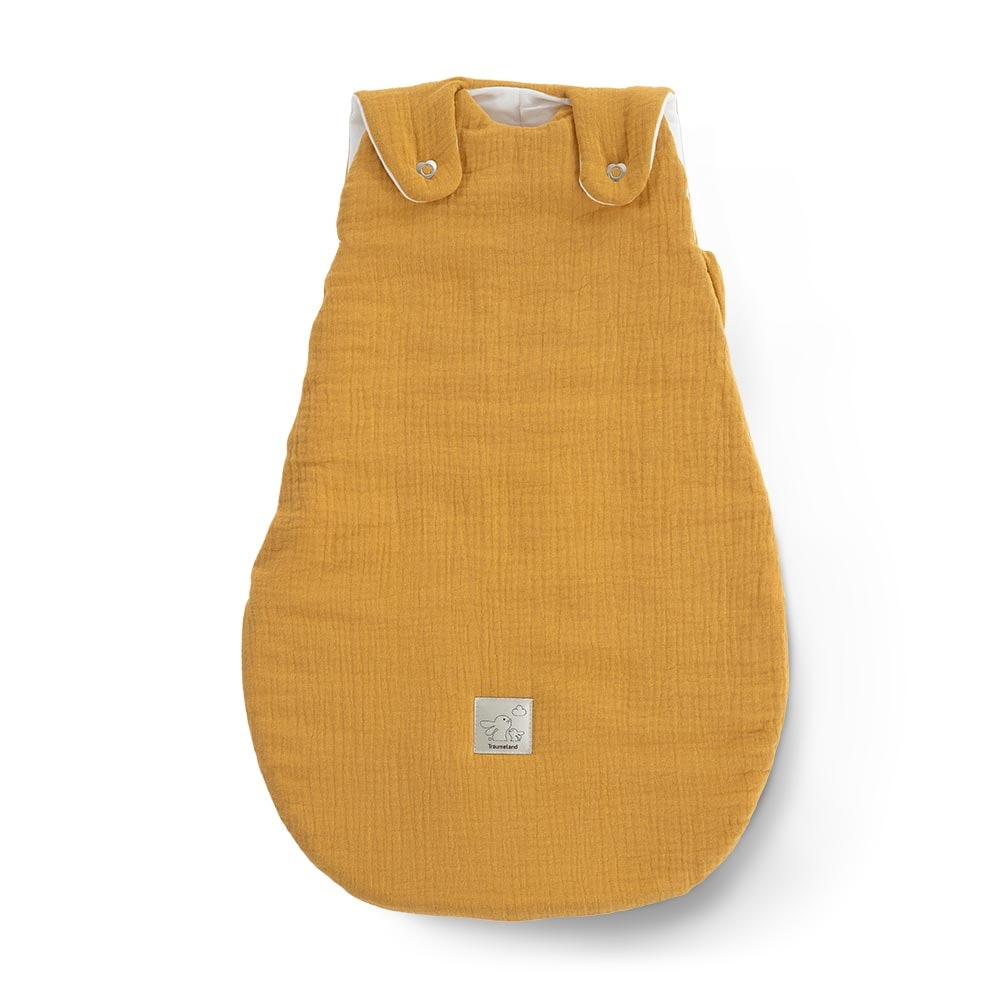 Ganzjahres-Schlafsack Baumwoll-Musselin senfgelb