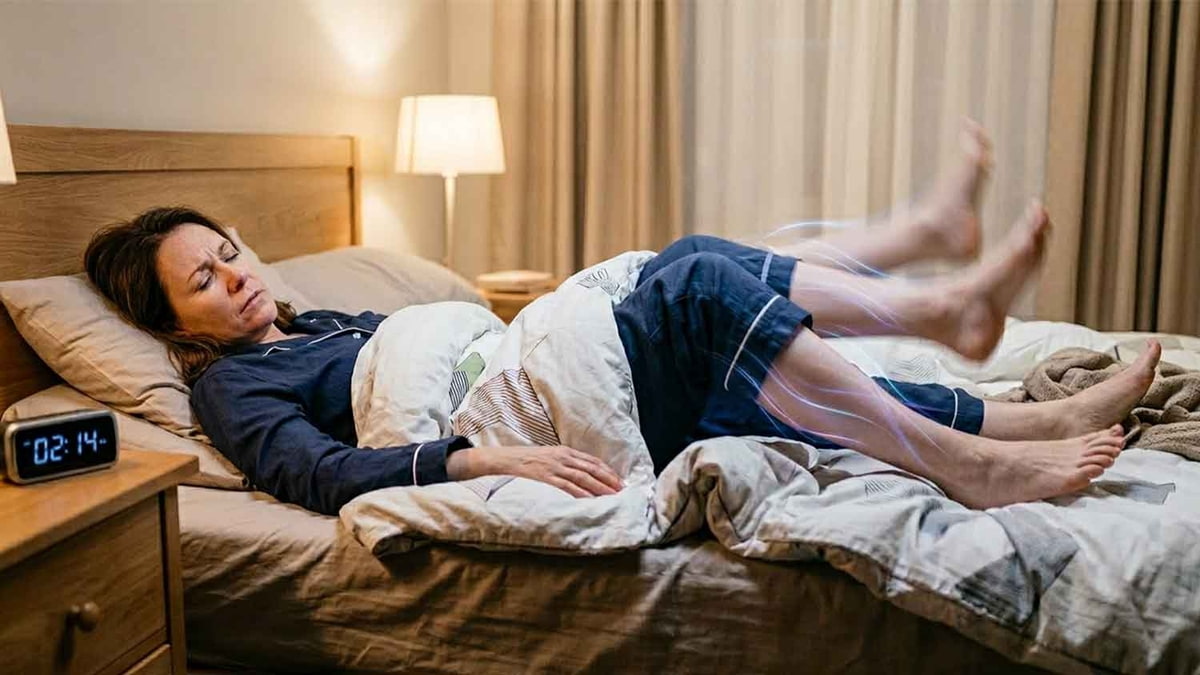 Frau mit Restless-Legs im Bett einschlafprobleme-einschalfen-schalfende-frau
