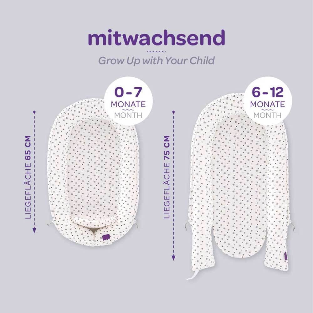 Babynest Home Premium mit grauen Sternen