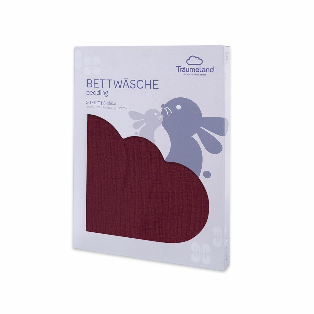 Cotton muslin bedding red berry with packaging