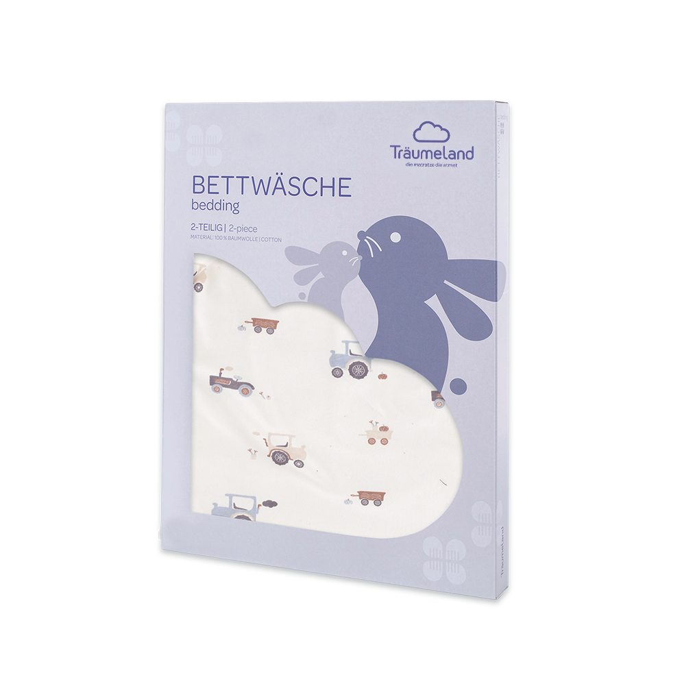 Bettwäsche Little Farm blau verpackt