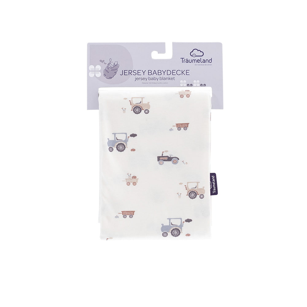 Babydecke Jersey Little Farm blau verpackt