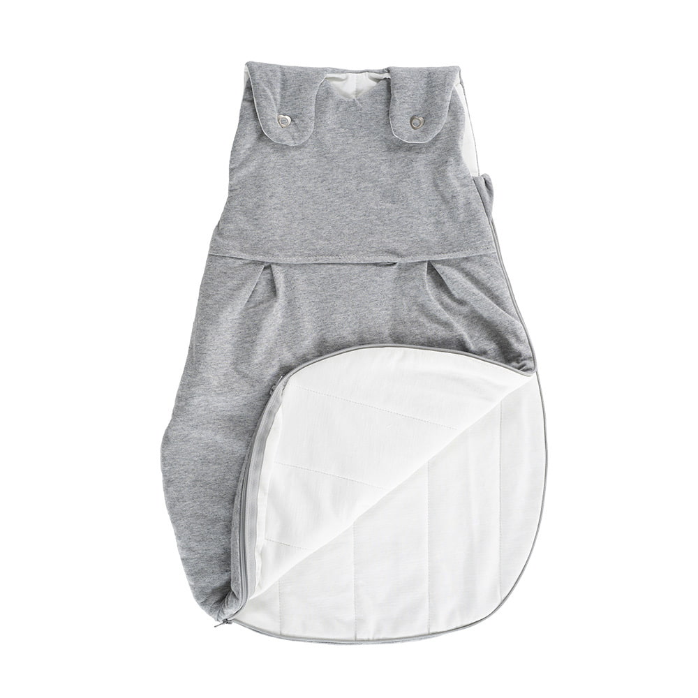 Schlafsack Baby grau meliert geöffnet