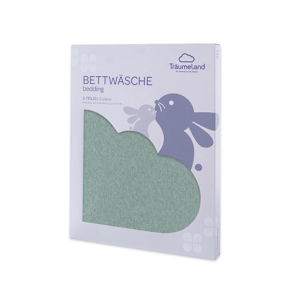 Bettwäsche meliert grün verpackt