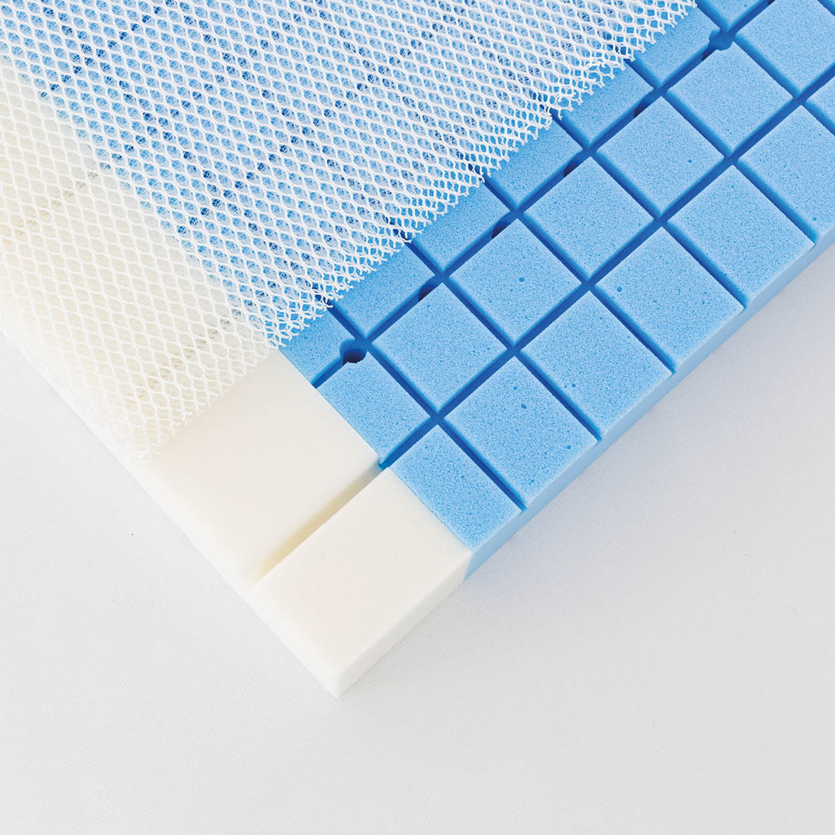 Mattress core cold foam with comfort pads and air cushion layer