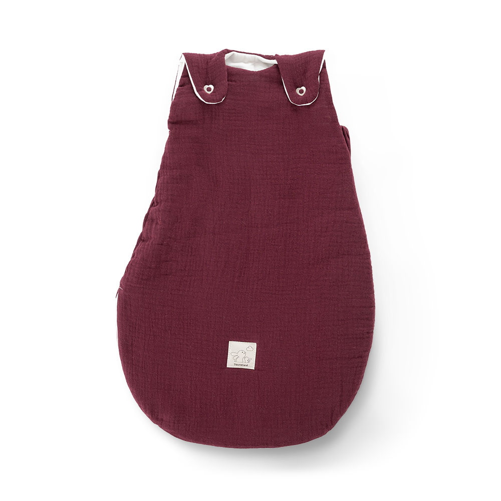 Ganzjahres-Schlafsack Baumwoll-Musselin beerenrot