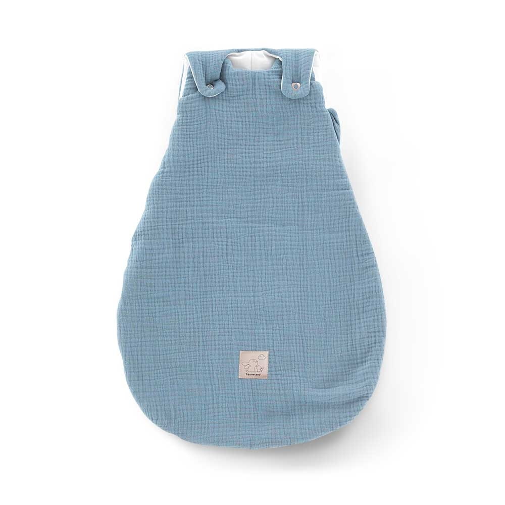 Ganzjahres-Schlafsack Baumwoll-Musselin hellblau