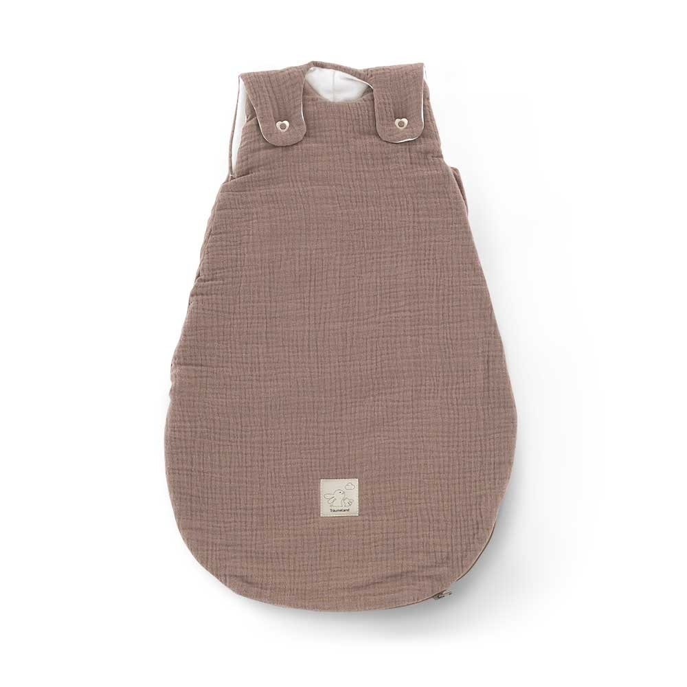 Ganzjahres-Schlafsack Baumwoll-Musselin kastanie