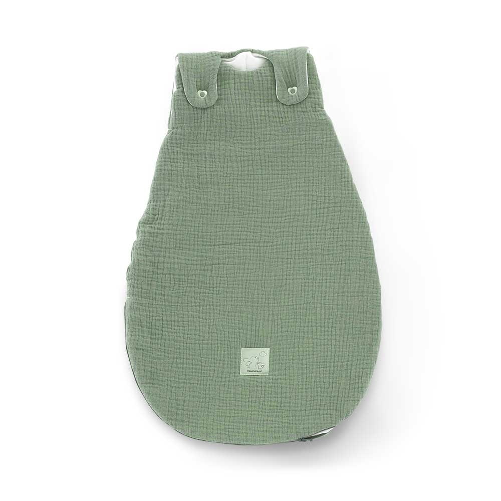 Ganzjahres-Schlafsack Baumwoll-Musselin salbei grün